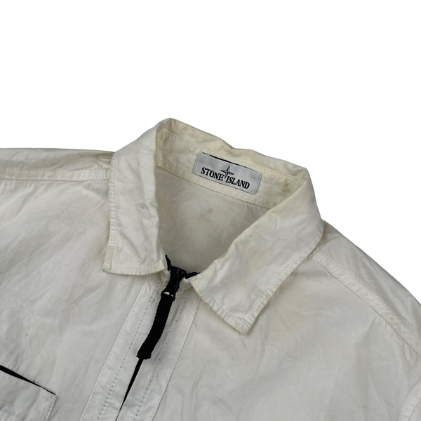 Stone Island 2018 White Cotton Zipped Overshirt - Large