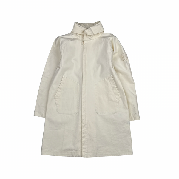 Stone Island 2017 White Ghost Piece Mac Supima 2L Long Jacket - Small