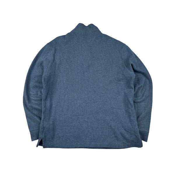 Ralph Lauren Blue Cotton Knit Quarter Zip Jumper - Medium