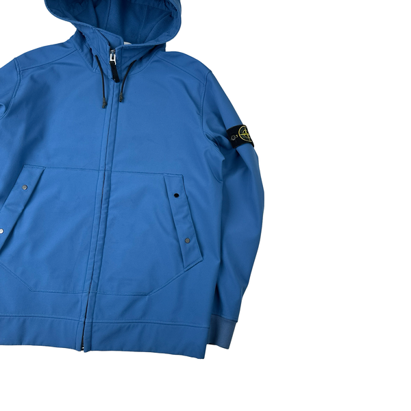 Stone Island 2020 Blue Soft Shell Hooded Jacket - XL