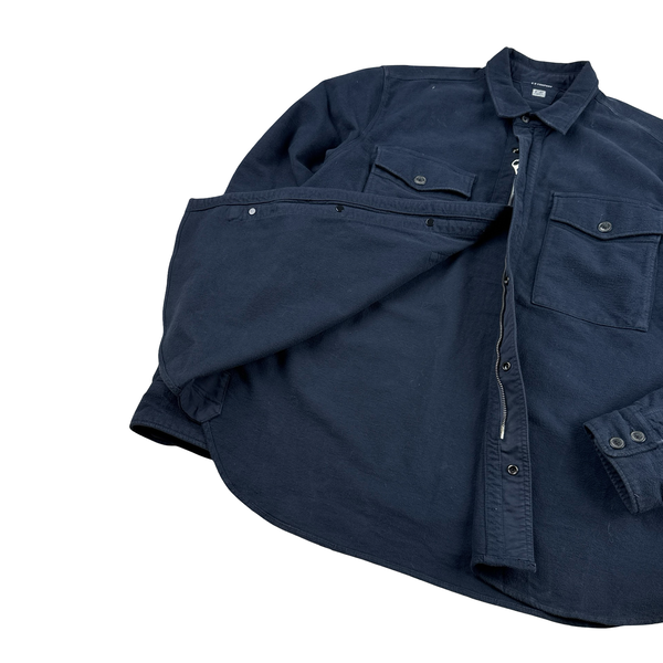 CP Company Mole Skin Cotton Navy Multi Pocket Zipped Overshirt - XL