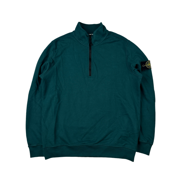 Stone Island 2023 Sea Green Quarter Zip Jumper - Large