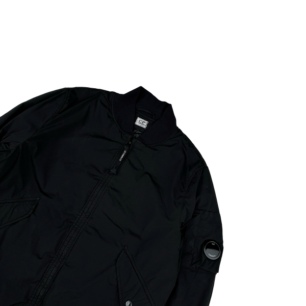 CP Company Black Nycra Quilted Lined Bomber Jacket - Large