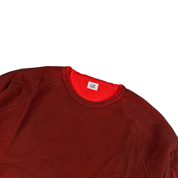 CP Company Red Cotton Sprayed Garment Dyed Crewneck Jumper - XL