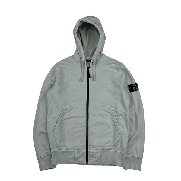 Stone Island 2022 Icy Blue Cotton Zipped Hoodie - Medium