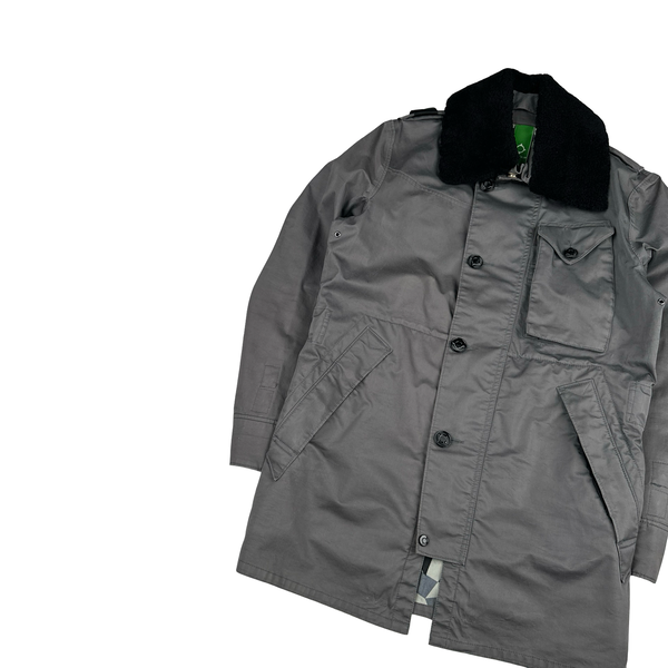 Ma Strum Grey Multi Pocket Long Lightweight Jacket - Small