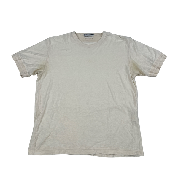 Stone Island 2008 Cotton White Spellout T Shirt - Medium