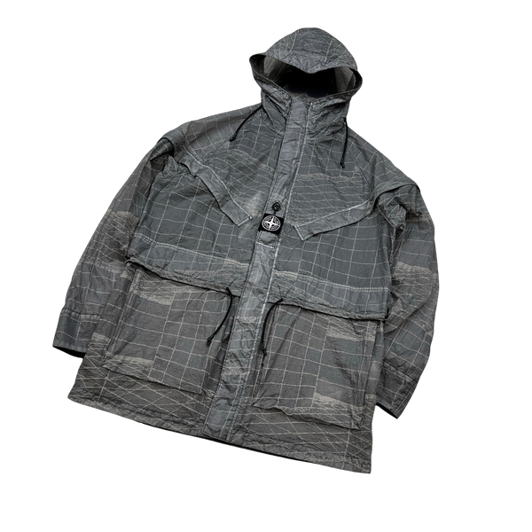 Stone Island Grey Reflective Grid Lamy TC Jacket - Large
