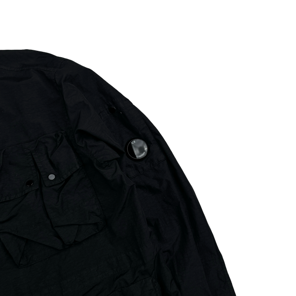 CP Company Black Buttoned Cotton Cargo Overshirt - Small