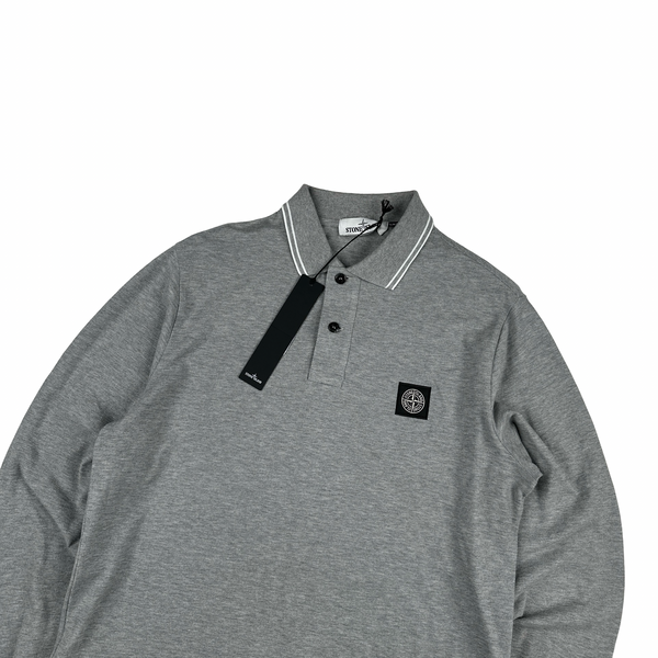 Stone Island 2021 Grey Longsleeve Polo Shirt - Large