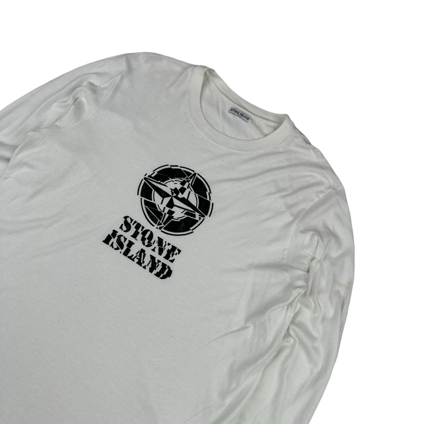 Stone Island 2008 White Graphic Compass Longsleeve Shirt - XL