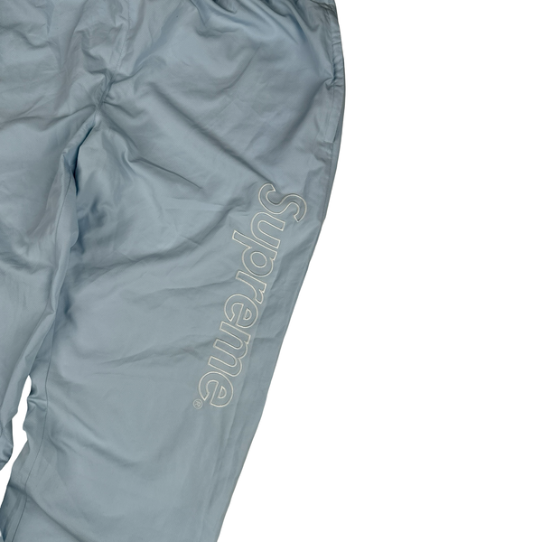 Supreme X Lacoste Baby Blue Colour Block Spellout Tracksuit Set - XL
