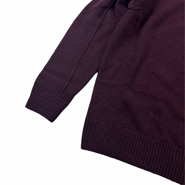 CP Company Burgundy Lambswool Crewneck Lens Viewer Jumper - Large