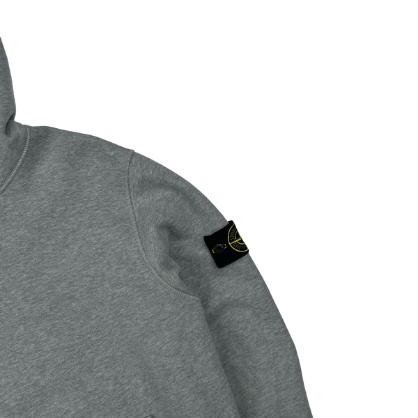 Stone Island 2021 Light Grey Pullover Cotton Hoodie - Medium