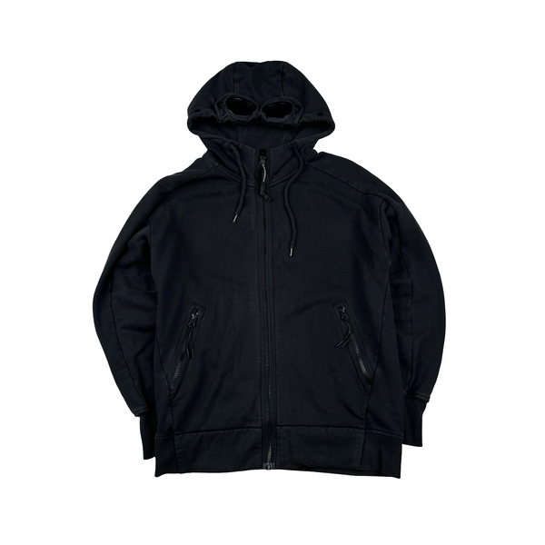 CP Company Black Goggle Cotton Zip Up Hoodie - Small