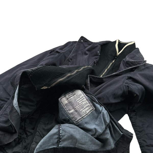 Stone Island 2008 Navy Lined Raso Gommato Wool Lined Trench Coat - XL