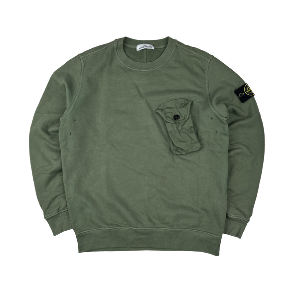 Stone Island 2021 Green Chest Pocket Jumper - Medium