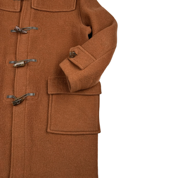 Burberry Brown Lana Wool Checked Lined Duffle Coat - Large