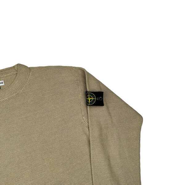 Stone Island 2001 Vintage Oatmeal Cotton Knit Pullover Jumper - Medium