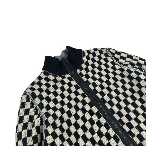 Stone Island 2010 Chequered Reversible Wool Knit Sample Zip Up Jumper VERY RARE - Large