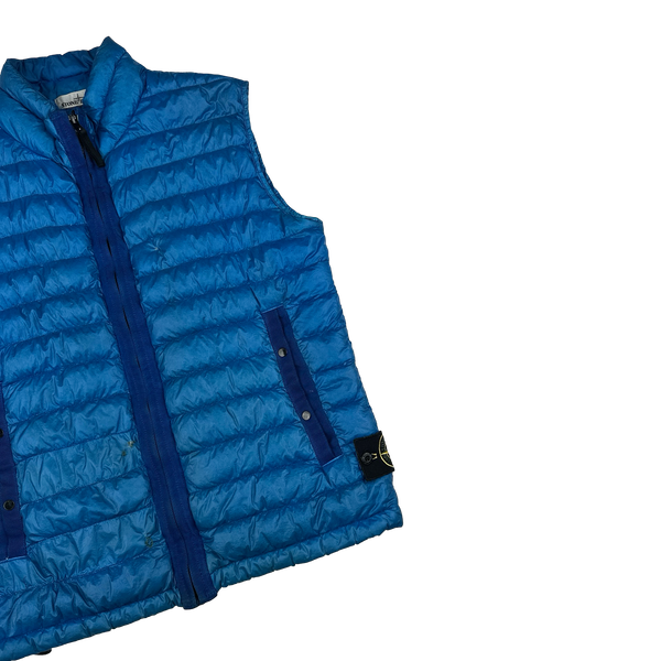 Stone Island 2015 Blue Garment Dyed Down Packaway Gilet - Medium