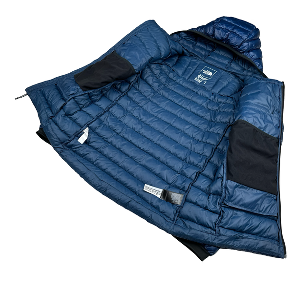 North Face Blue Summit Series 800 Down Hooded Puffer Jacket - Small