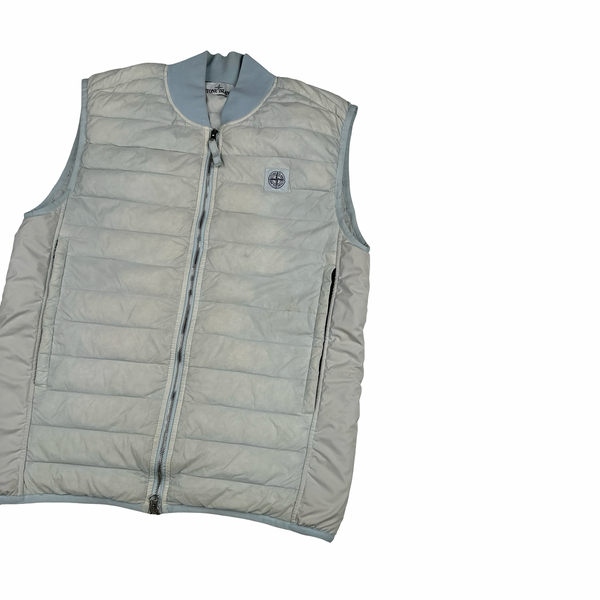 Stone Island 2019 Baby Blue Loom Woven Down Chambers Stretch Nylon TC Gilet - Medium