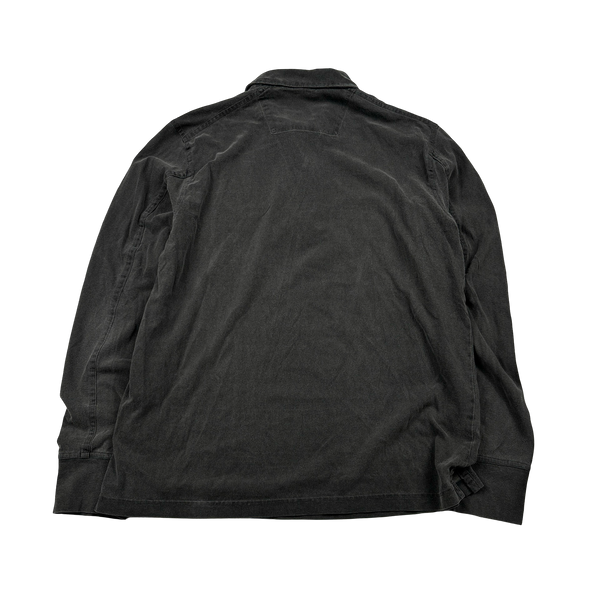 Stone Island 2005 Charcoal Longsleeve Cotton Embroiderd Compass Polo Top - XL