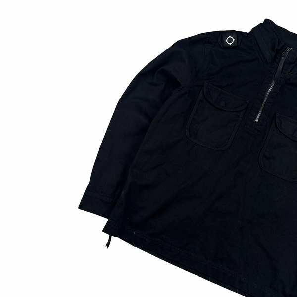 Ma Strum Black Quarter Zip Pullover Smock Overshirt - Small