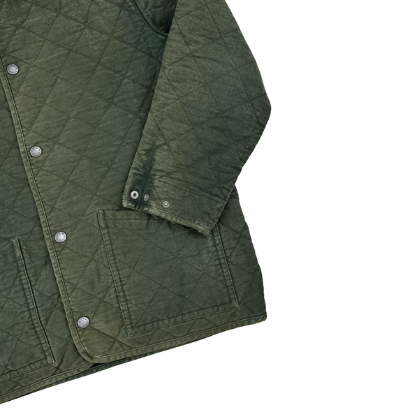 Ralph Lauren Green Washed Quilted Buttoned Jacket - Medium