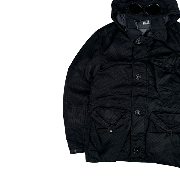 CP Company Black M Bossed Quilted Goggle Jacket - Small