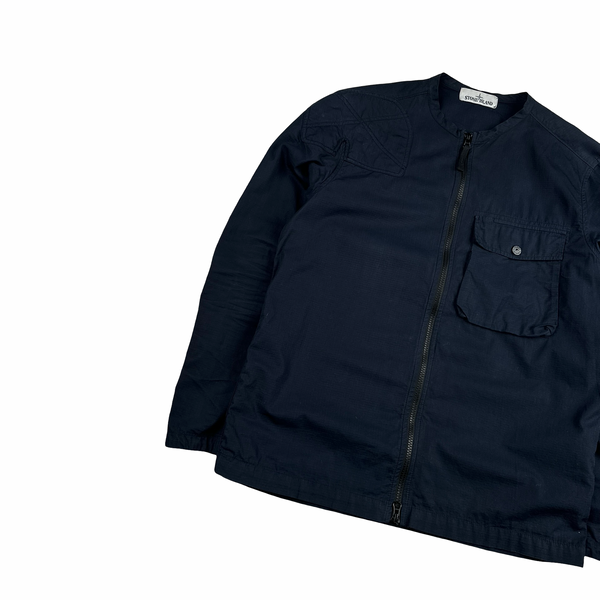 Stone Island 2019 Navy Cotton Zipped Shirt - Medium