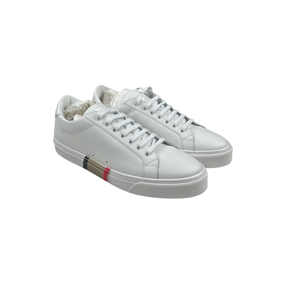 Burberry Rangleton Low White Small Stripe Leather Shoes - UK 12