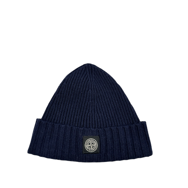 Stone Island 2019 Junior Navy Ribbed Logo Patch Beanie