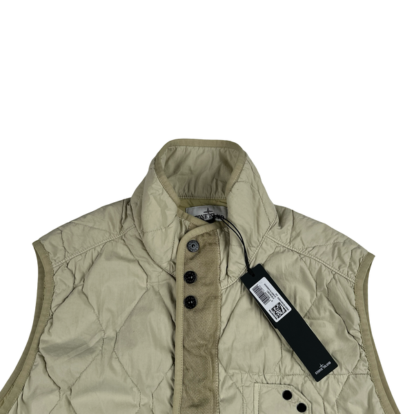 Stone Island 2024 Beige 50 Fili Quilted TC Multi Pocket Gilet - Large