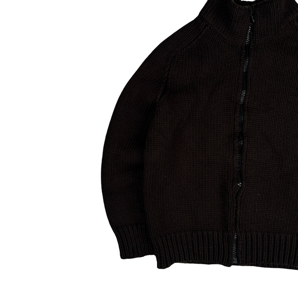 Stone Island 2005 Brown Heavyweight Wool Blend Zipped Jumper - Large