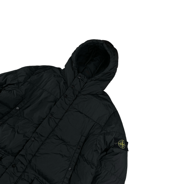 Stone Island 2013 Black Crinkle NY Down Long Puffer Jacket - XXL