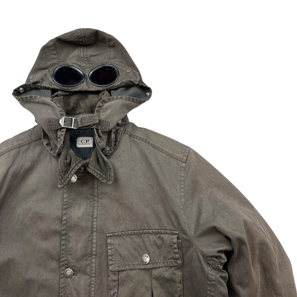 CP Company 2006 Brown Poly Cotton Collared Goggle Parka Jacket