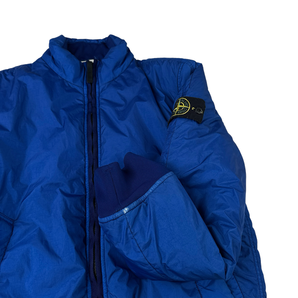 Stone Island 2015 Blue Crinkle Reps Padded Bomber Jacket - Large