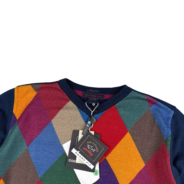 Paul & Shark Multi Colour Diamond Cool Touch Crewneck - Large