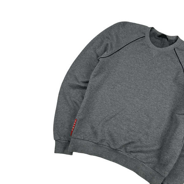 Prada Grey Cotton Crewneck Jumper - Small
