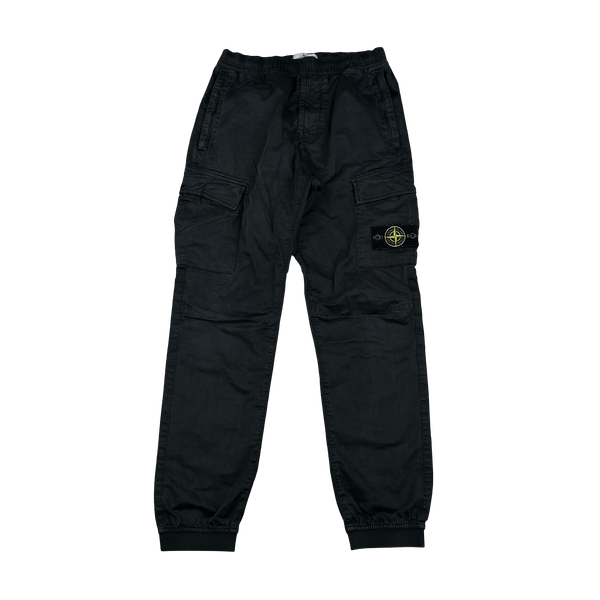 Stone Island Black RE-T Tapered Cuffed Cargos - 30"