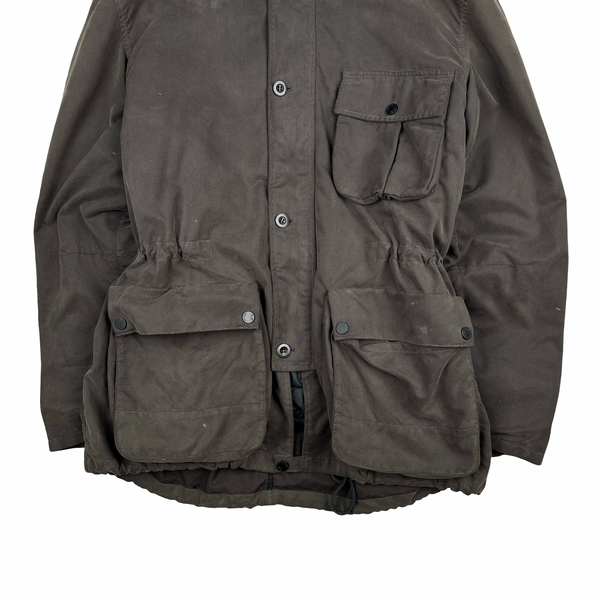 Cp Company Archive 2002 Brown Vulcanised Rubber Hood Lined Goggle Jacket - XXL
