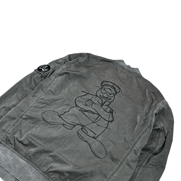 CP Company Grey Limited Edition Comics Cars Chrome Nylon Bomber Jacket - Small