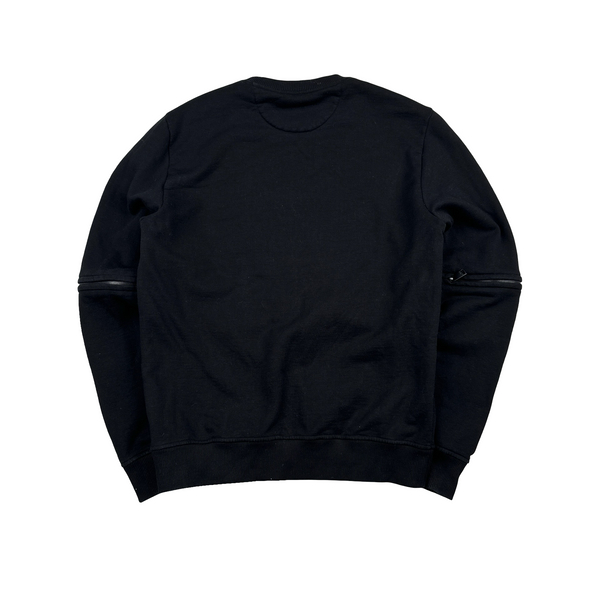 Fendi Cotton Zip Off Sleeves Black Crewneck Jumper - Small