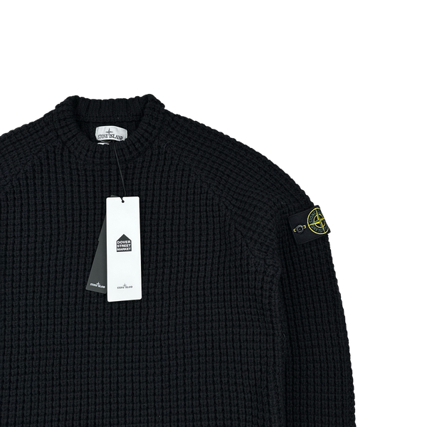 Stone Island X Dover Street Market 2023 Black Thick Wool Printed Crewneck Jumper Medium
