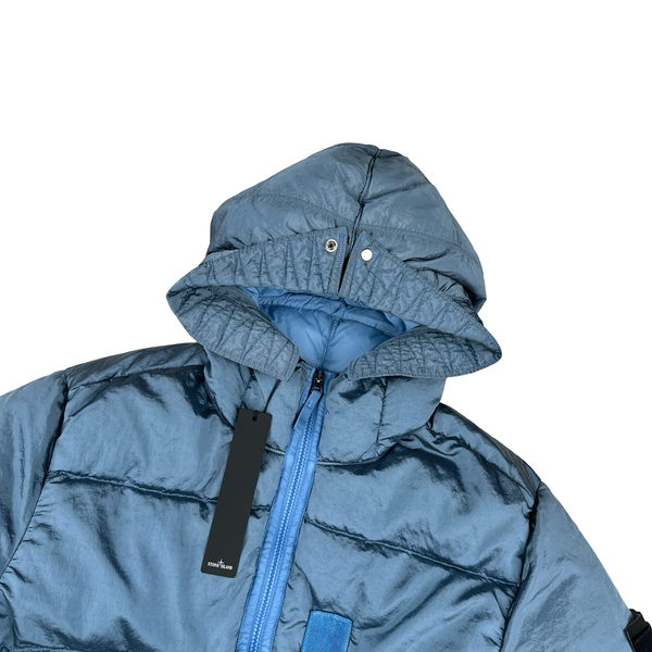 Stone Island 2022 Baby Blue Nylon Metal Econyl Down Puffer Jacket - Large