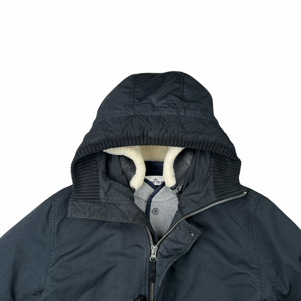 Stone Island 2021 Grey Garment Dyed David TC Long Blanket Lined Parka Jacket - Large