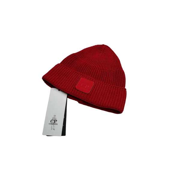 CP Company Red Metropolis Knit Cotton Beanie