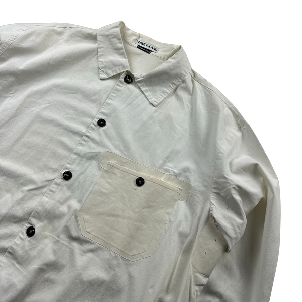 Stone Island 1998 Vintage Cotton Advanced Adhesive Spellout Overshirt - XL